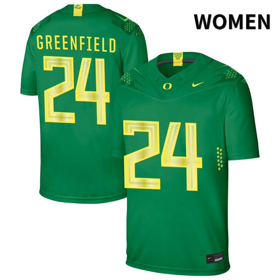 Oregon Ducks Women's #24 JJ Greenfield Football College Authentic Green NIL 2022 Nike Jersey DEW00O5G